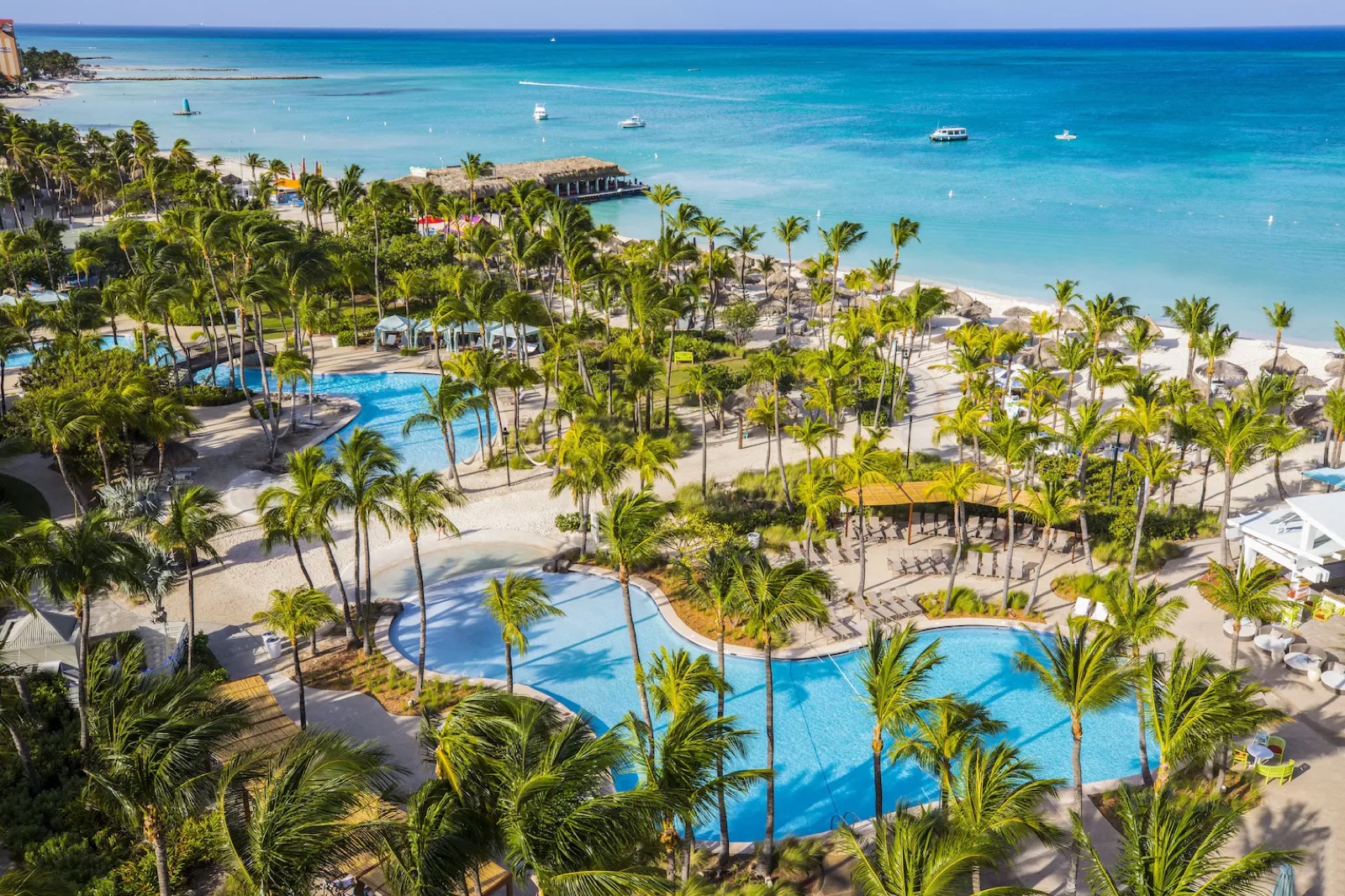 The beach and freshwater pool from above